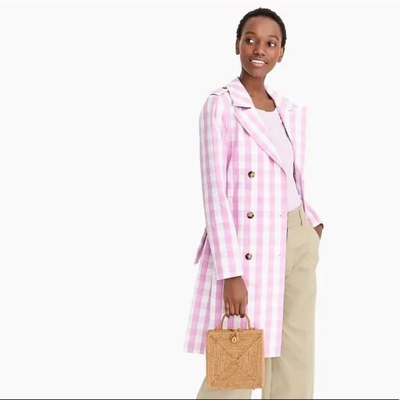 J CREW “Oversized Gingham” Trench Coat - Picture 1 of 7